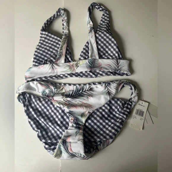 Raisins Reversible Tropical/Gingham Bikini Set Size XL